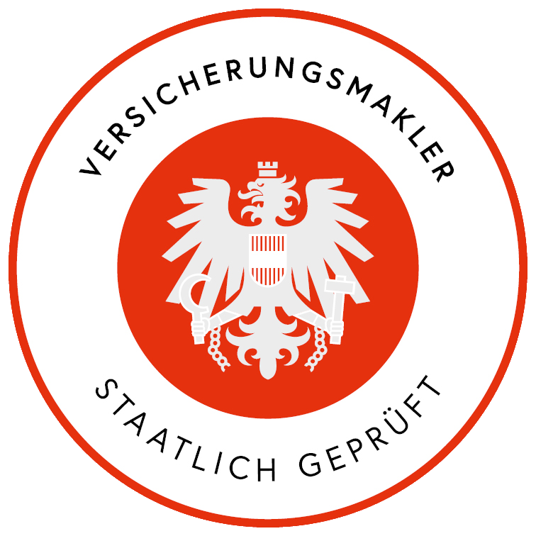 Versicherungsmakler WKO Gütesiegel mit Text (Versicherungsmakler staatlich geprüft)